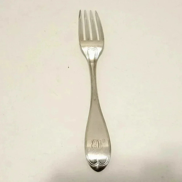 1865 Wm Rogers Mfg Co AA Antique Silverplate Fork 12 DWT 7 1/2" Monogrammed 48g - Picture 2 of 5